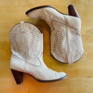 Acme Vintage Cowboy Boots - White - Size 10 - Made in USA